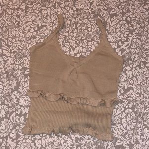 TAN RUFFLED TANK TOP